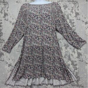 Philosophy Woman 1X Multi‎ Colored Speckled Print Long Sleeve Side Slit Dress